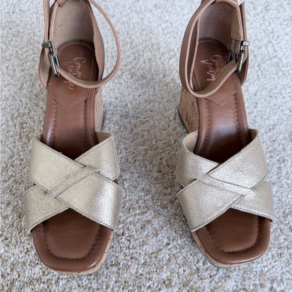 Crown Vintage Tan and Cream Wedge Sandals - Picture 3 of 3